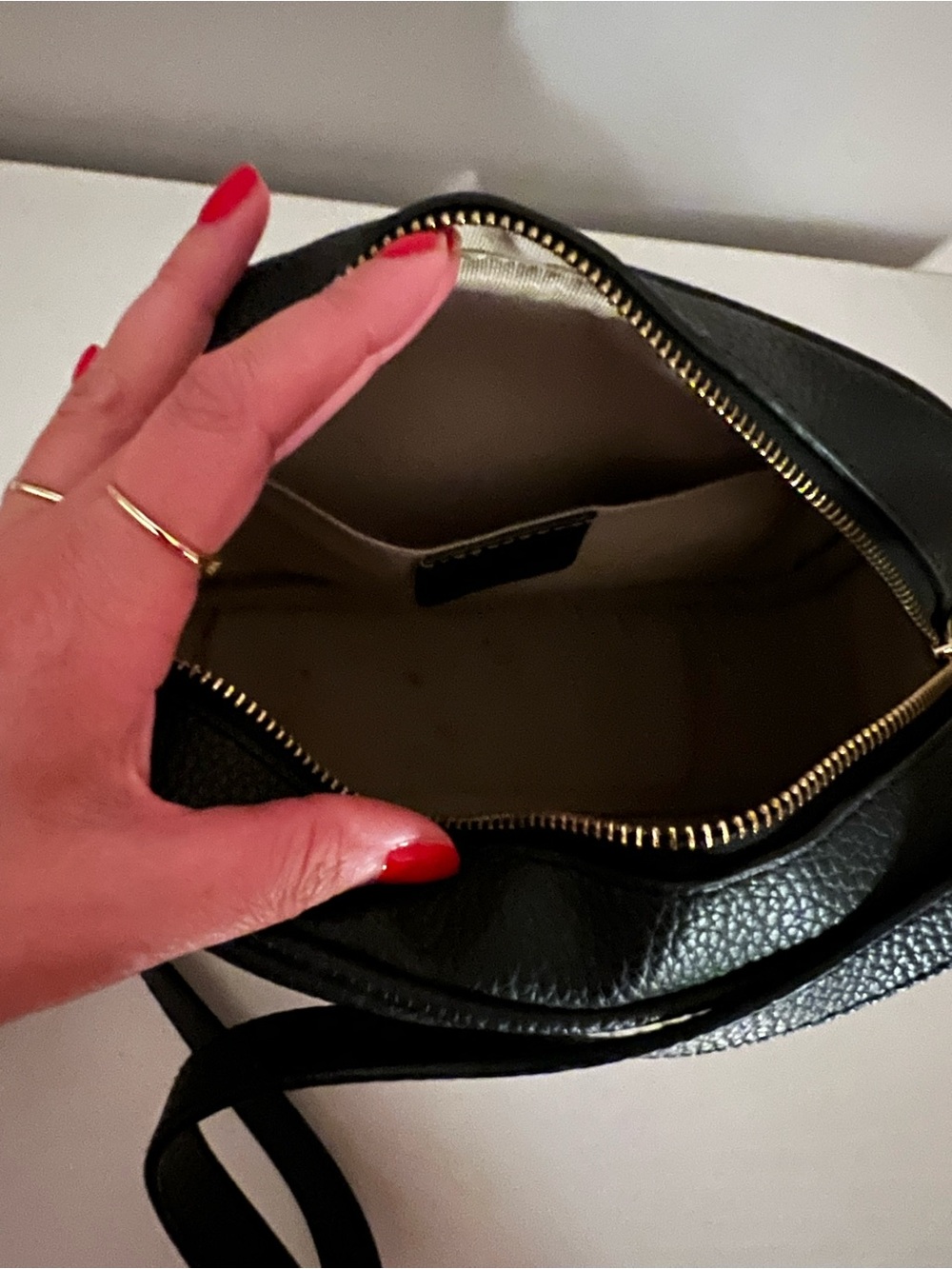 Black Leather Crossbody Camera Bag with Tassel - Picture 6 of 6